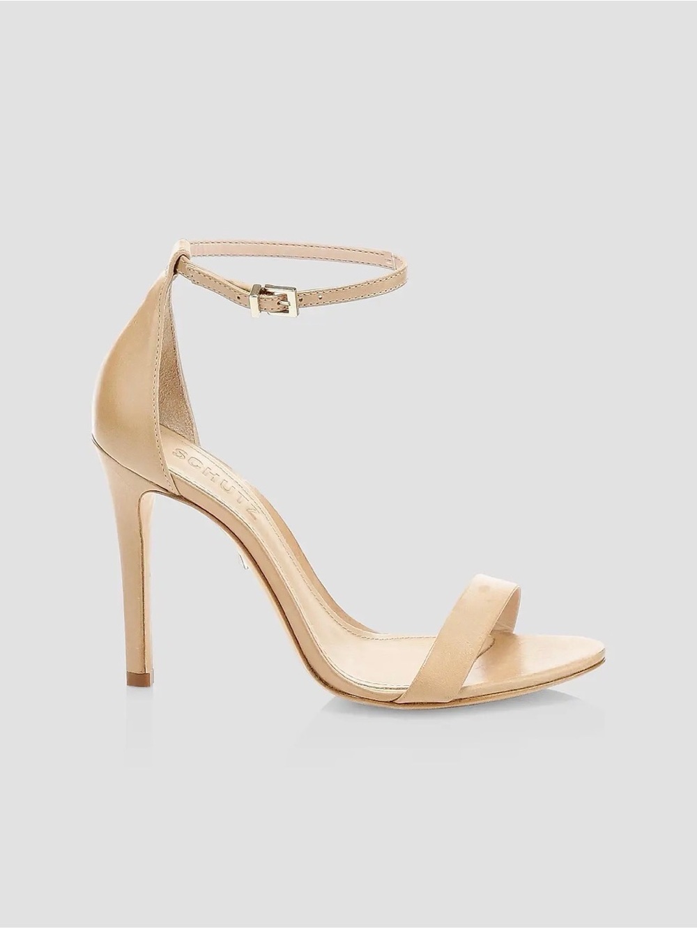 Schutz Cadey-Lee Beige Leather Ankle Strap Heels Size 6B Retail $138